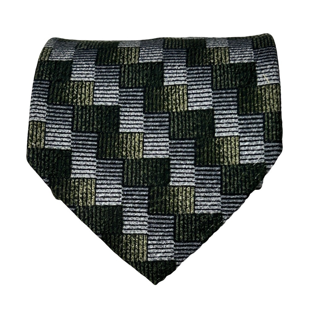 Ermenegildo Zegna Luxury Necktie Tie Vintage 100% Silk Ombre Cubed Pattern EUC - Picture 4 of 10